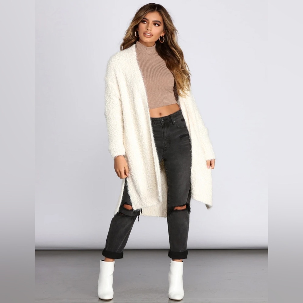 NWOT Windsor Cozy Popcorn Knit Cardigan In Cream